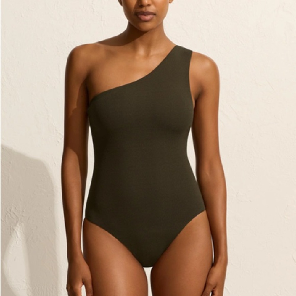 Matteau Olive One-Shoulder Swimsuit